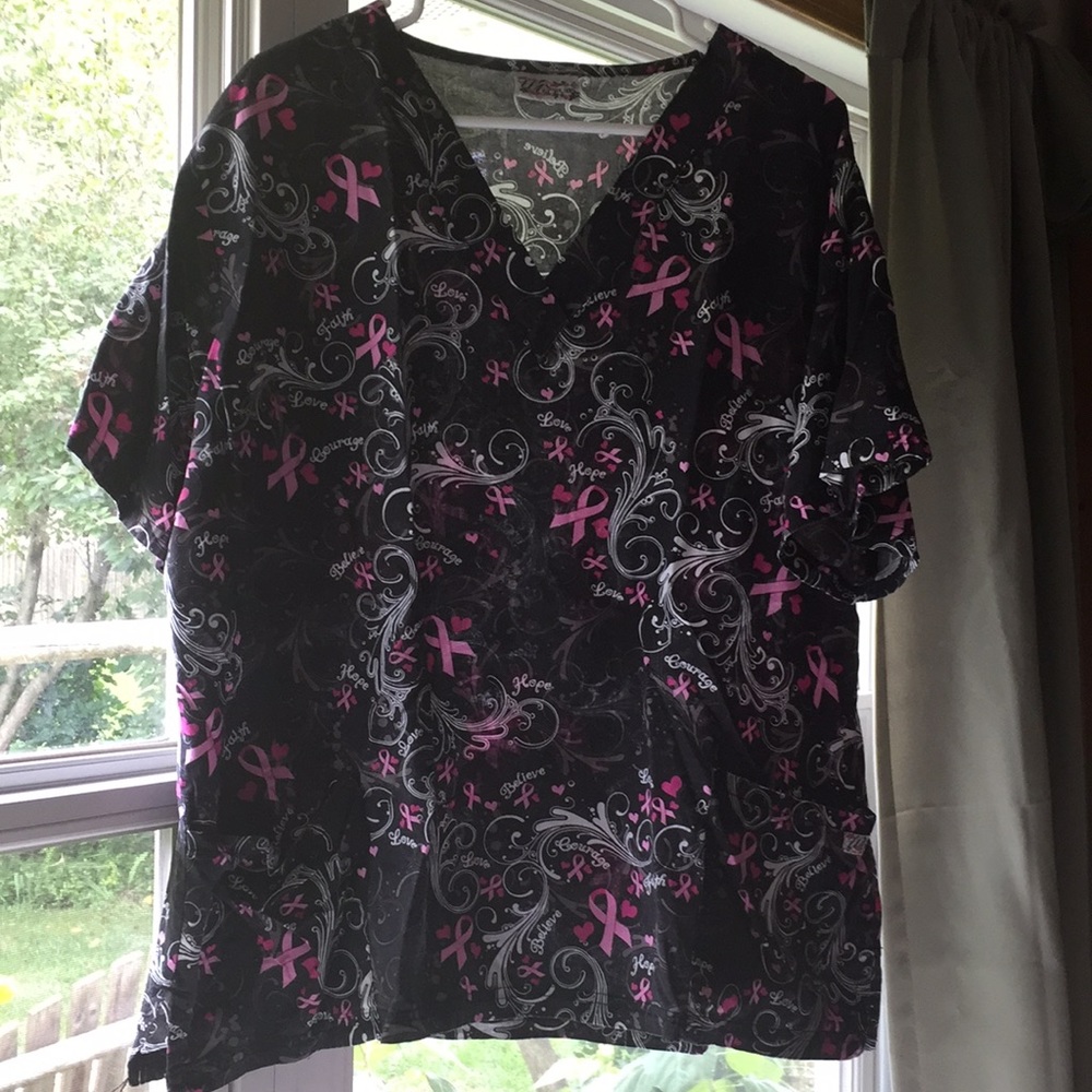 Breast cancer awareness scrub top